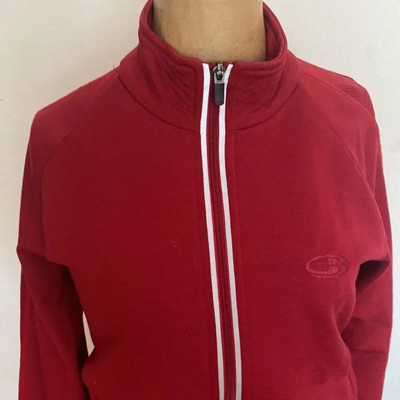 Icebreaker sz S red zip front 100% merino wool reflector strip and zip pockets - Picture 2 of 9